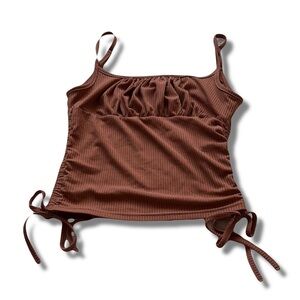 SHEIN Brown Fitted Ribbed Cropped Tank Small